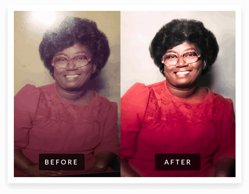 Restoration brings clarity to an old photo with scratches